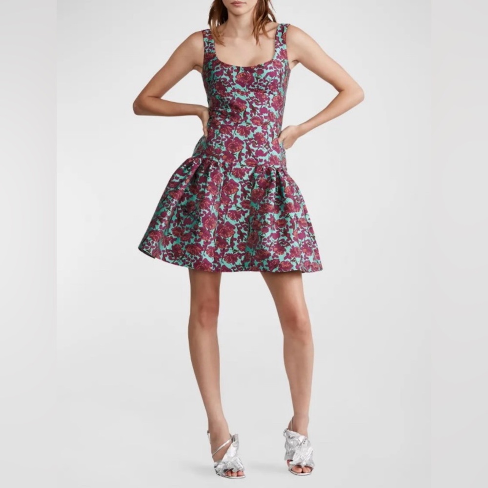 Zac Posen Fit & Flare Jacquard Purple Floral Mini Dress 4